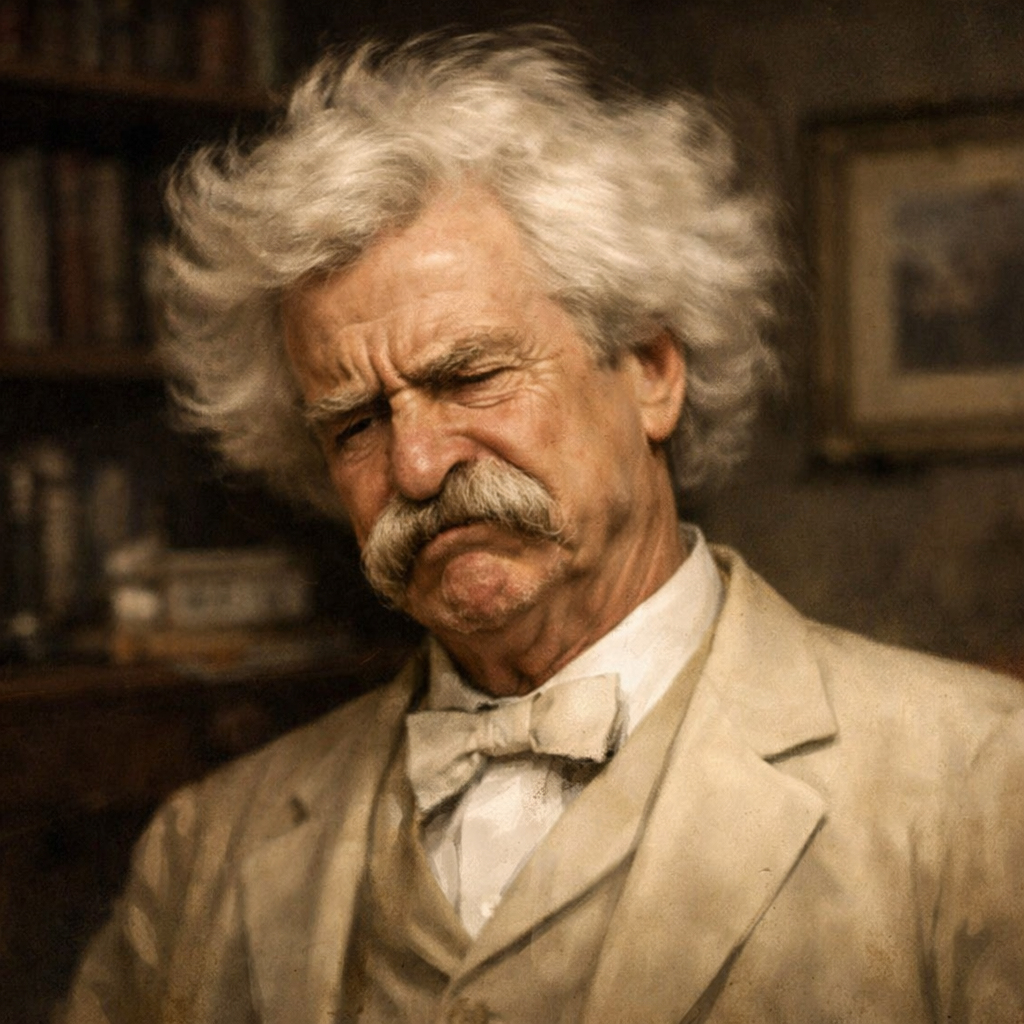 Elderly man with white hair and mustache in cream suit and bow tie